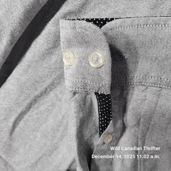 Le 31 L Gray Cotton Long Sleeve Button-Up Shirt Heritage Collection Semi Fit - Picture 6 of 9